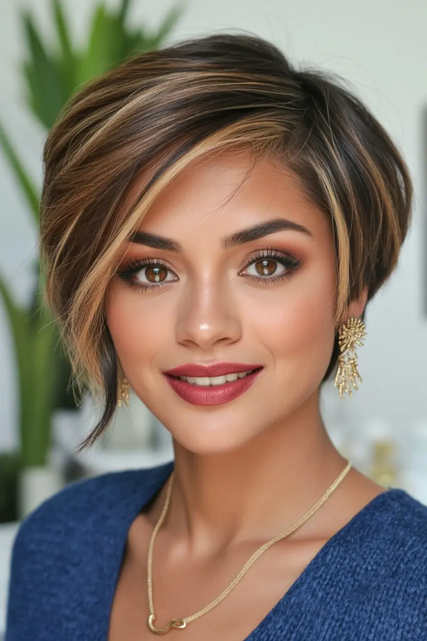 Trendy asymmetrical pixie haircuts 2026 Caramel Gold Pixie Bob With Seamless Asymmetry