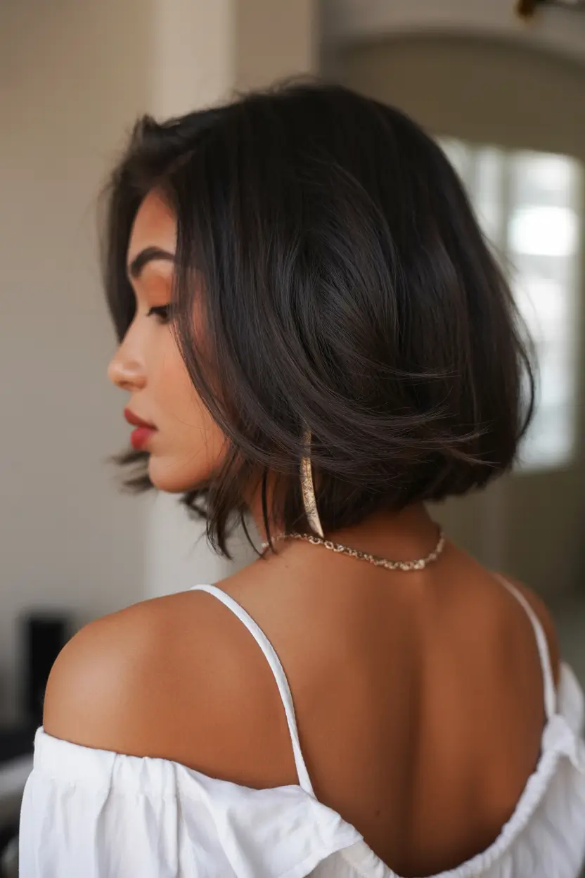 Trendy lob haircuts 2026 Soft brunette lob with sculpted ends and natural airy lift