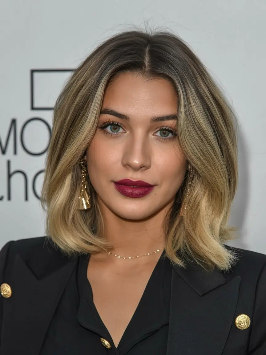 Trendy lob haircuts 2026 Polished blonde lob with soft contour and structured ends