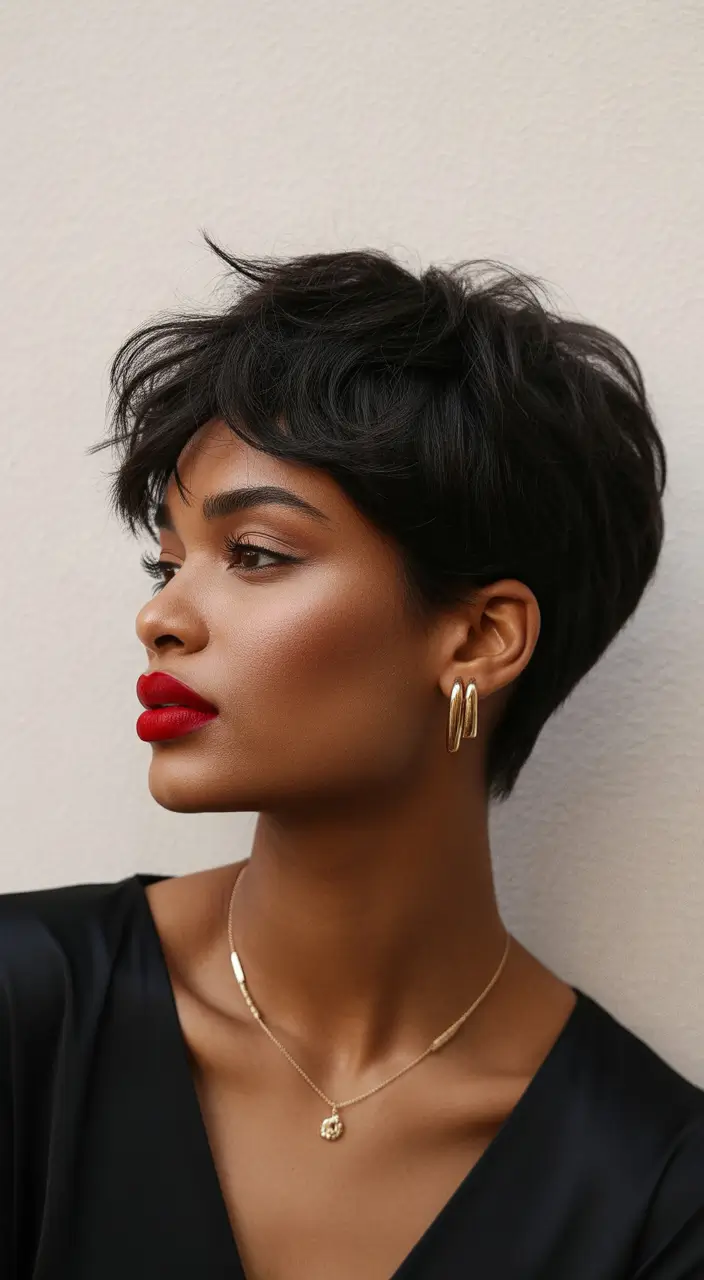 Trendy pixie haircuts 2026 Classic Noir Pixie