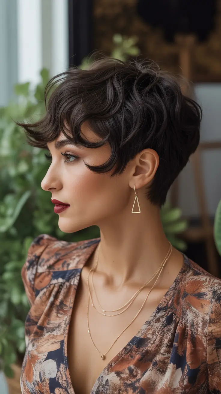 Trendy pixie haircuts 2026 Curled Edge Elegance