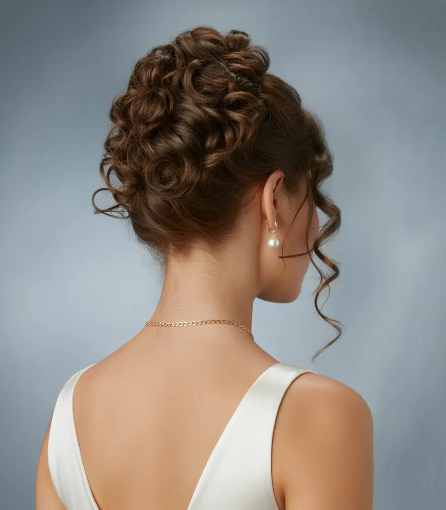 Wedding hairstyle Textured Romantic Updo With Soft Curls