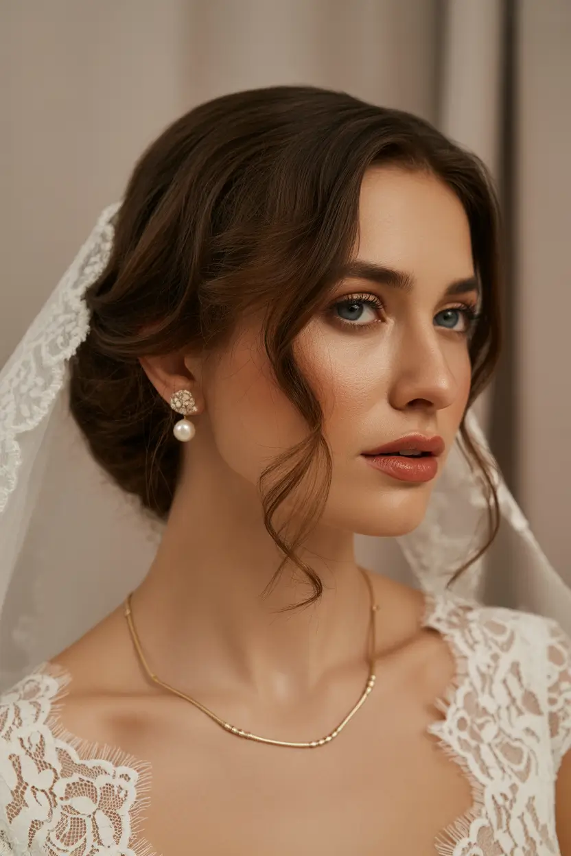 Wedding hairstyle Classic Bridal Updo With Veil