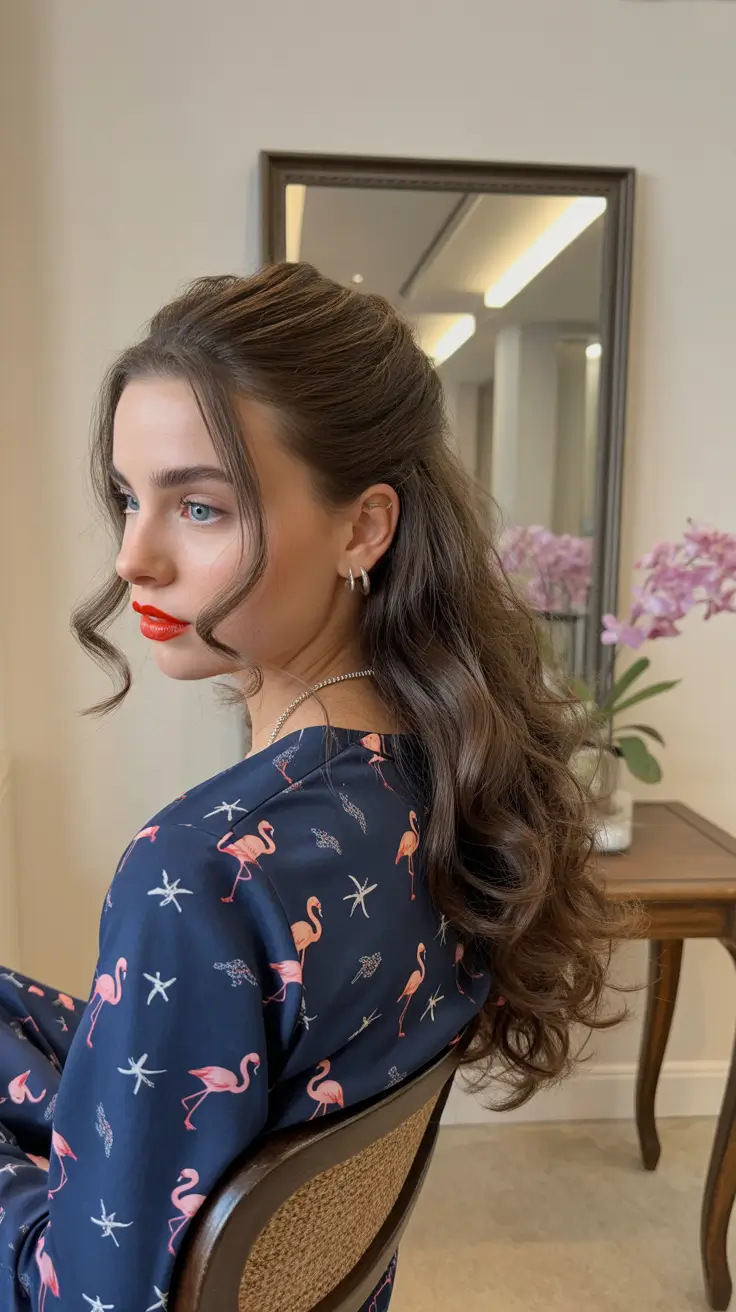 Wedding hairstyle Half Up Waves For Intimate Weddings