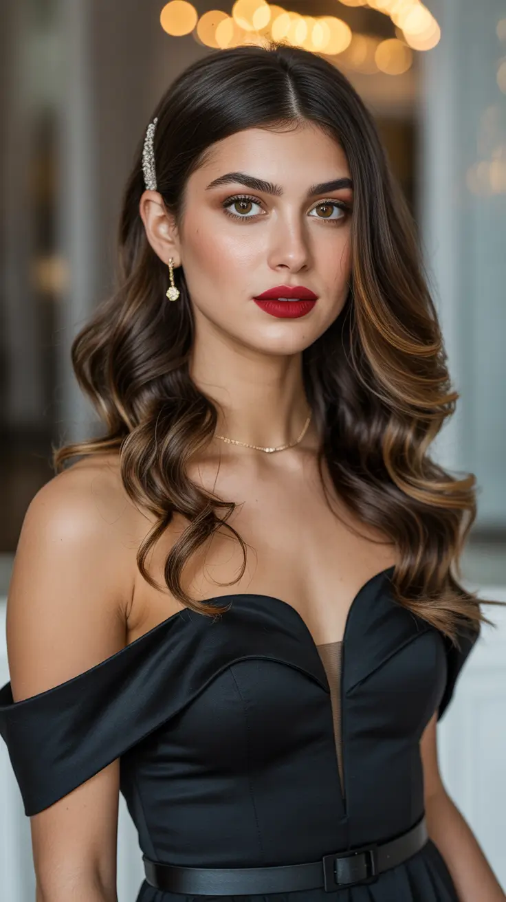 Wedding hairstyle Classic Hollywood Waves With Hair Accessory