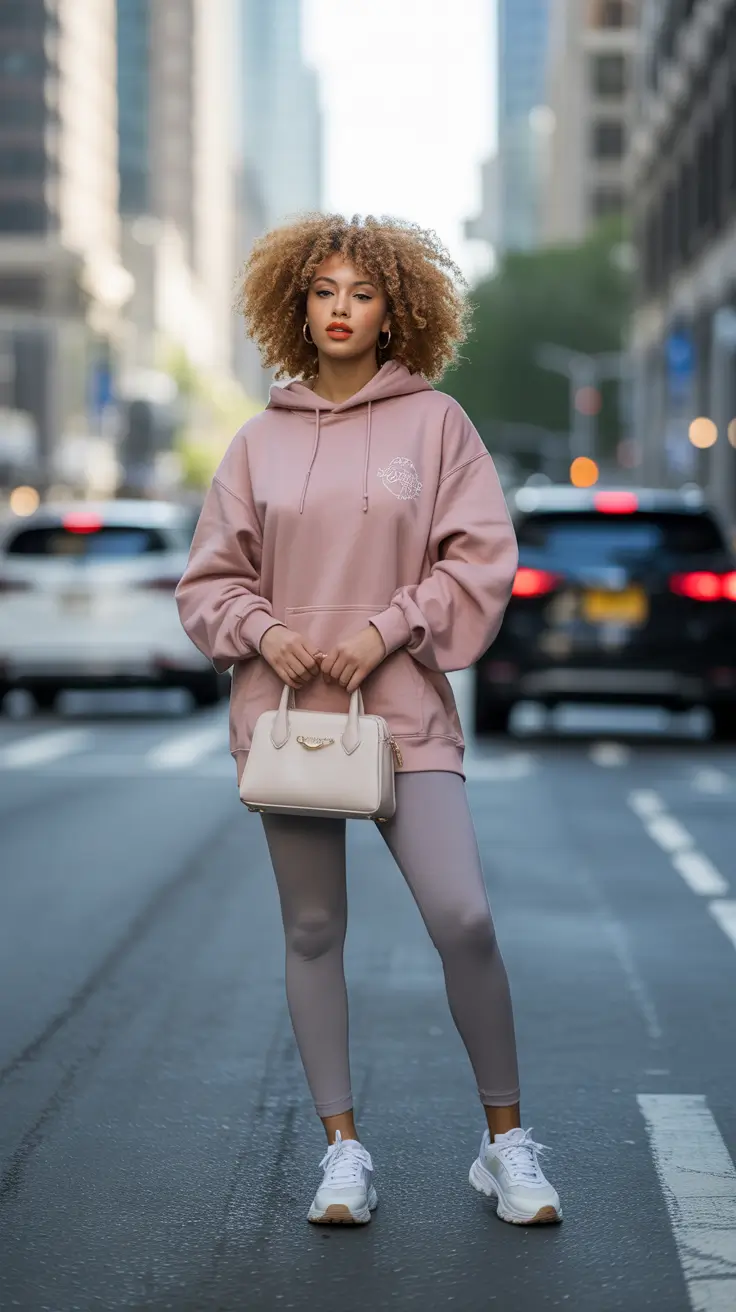 athleisure spring sport outfits for women 2026 soft rose hoodies and city ready comfort