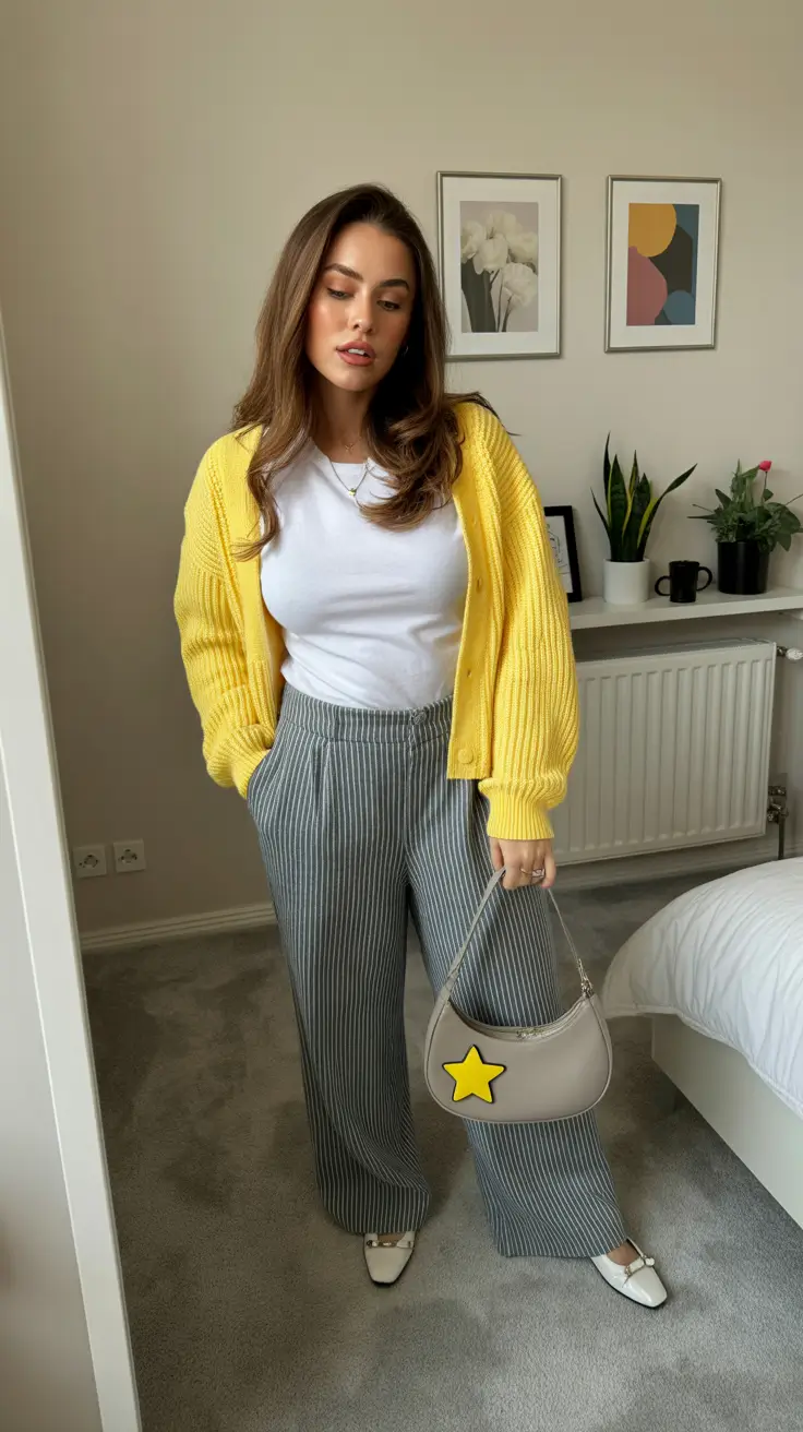 midsize spring outfits 2026 casual knit pants