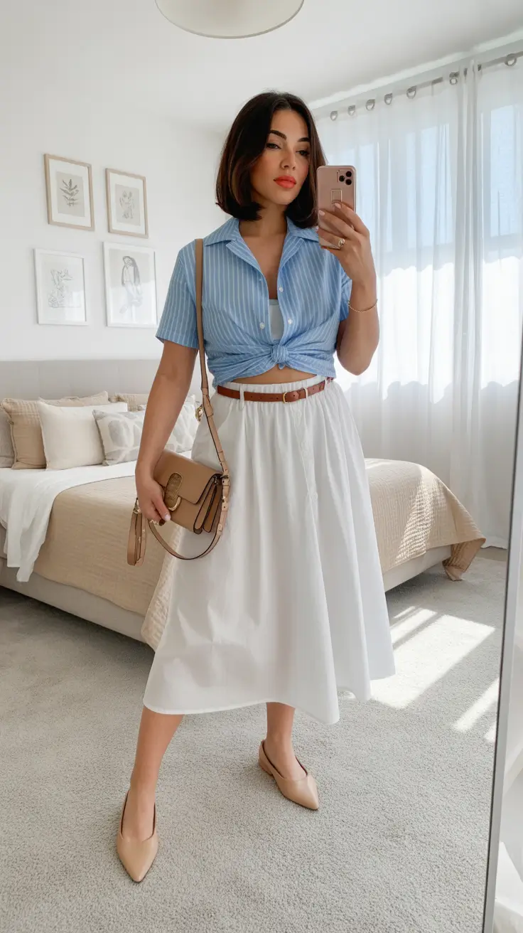 midsize spring outfits 2026 skirt soft spring