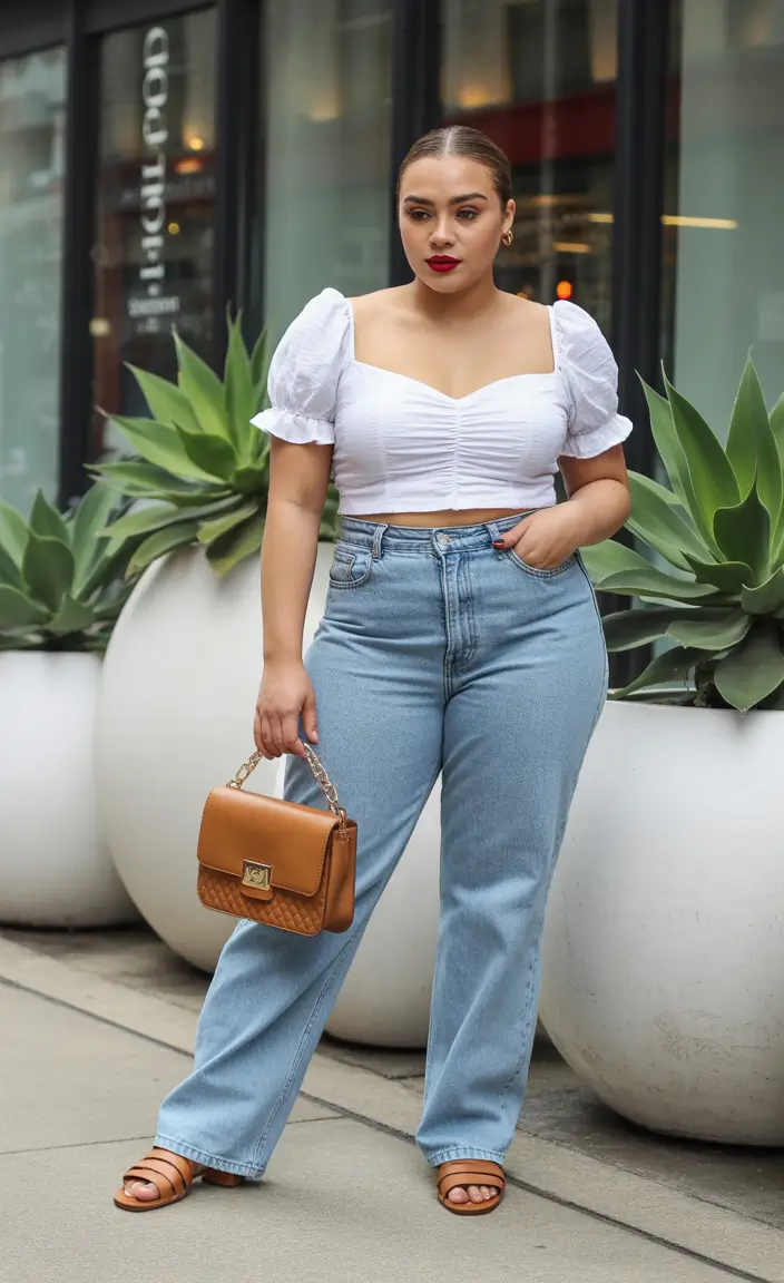 midsize spring outfits 2026 clean white top denim