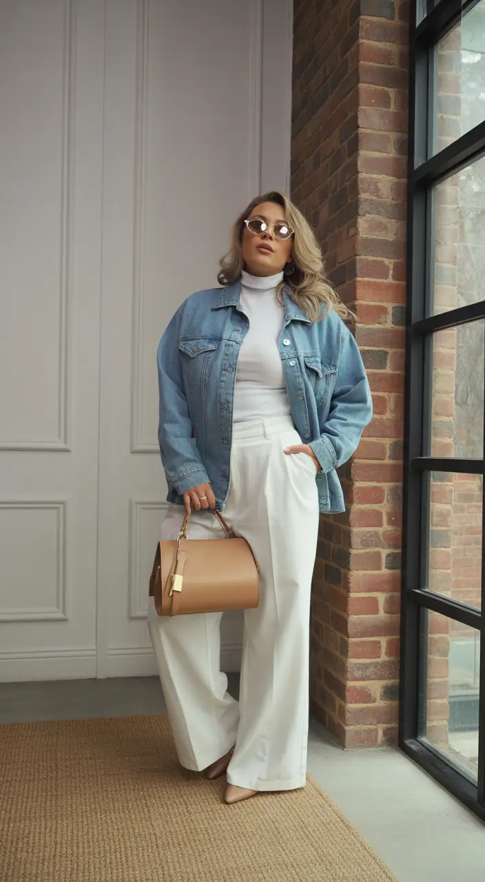 midsize spring outfits 2026 tailored neutrals denim