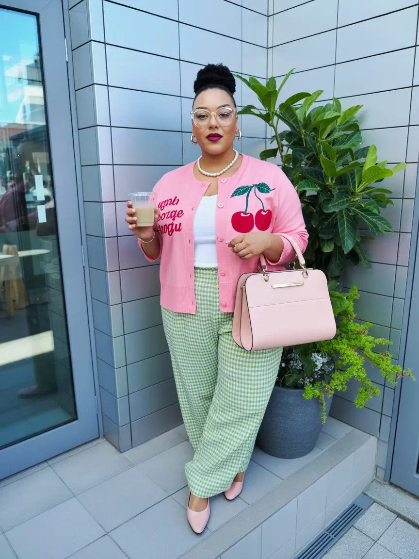 beautiful plus size spring outfits 2026 playful color mixing