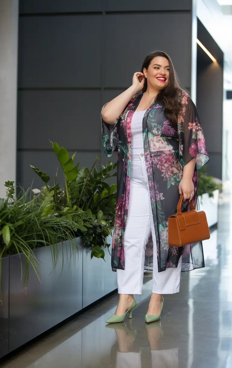 beautiful plus size spring outfits 2026 floral workwear 7