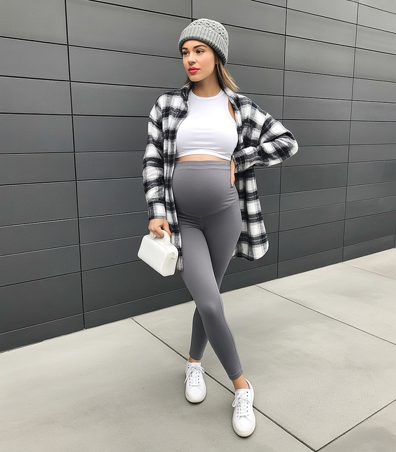 beautiful spring outfit for pregnant women 2026 Layered Comfort for Cool Spring Days