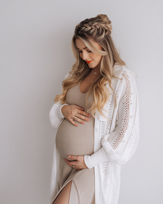beautiful spring outfit for pregnant women 2026 Soft Knits and Light Layers for Transitional Weather