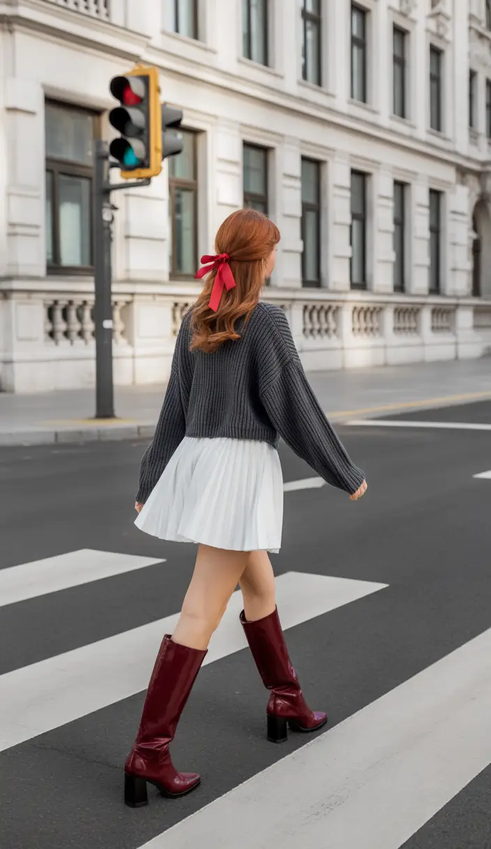 spring school outfits aesthetic sweater skirt look