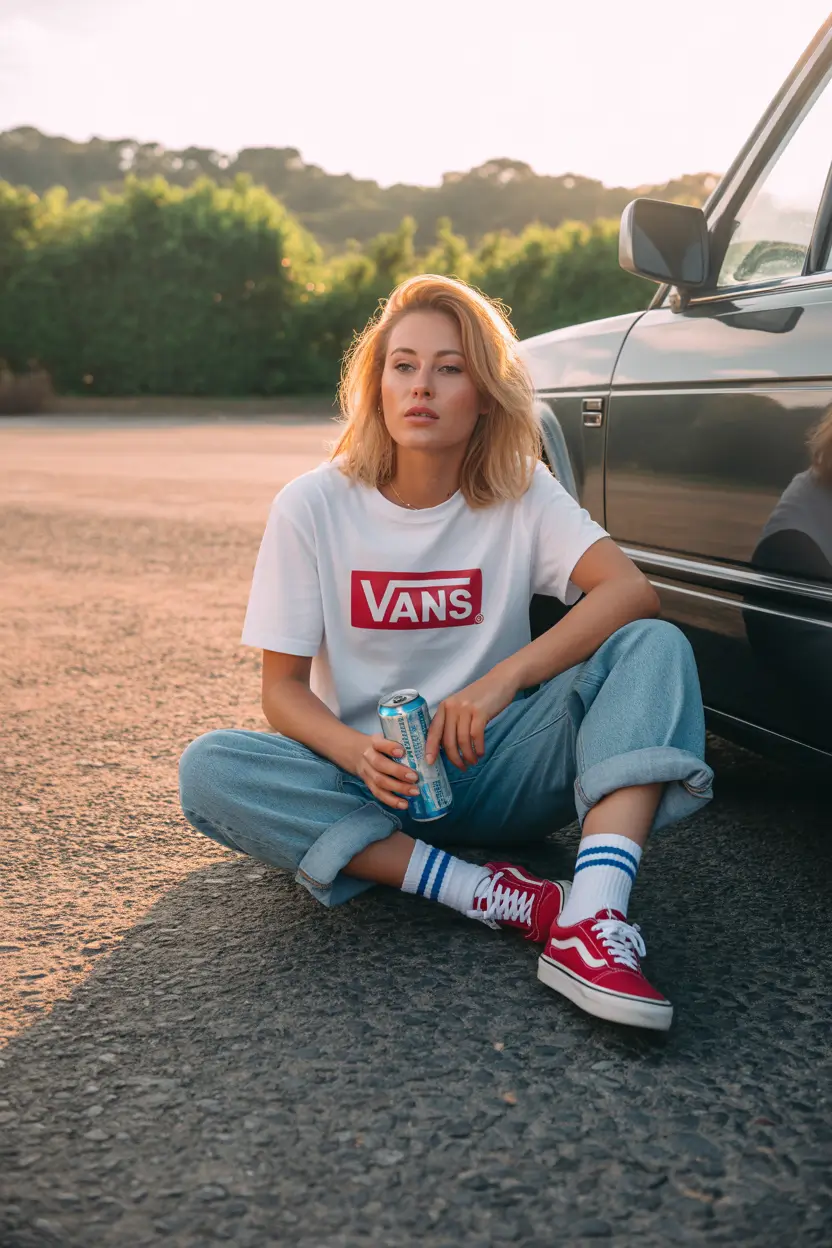 spring school outfits casual logo tee style