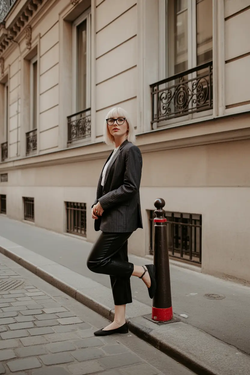 bold leggings outfit spring 2026 faux leather work