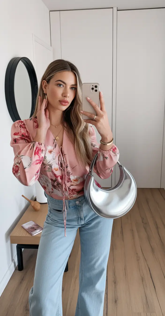 spring date night outfit 2026 soft floral denim