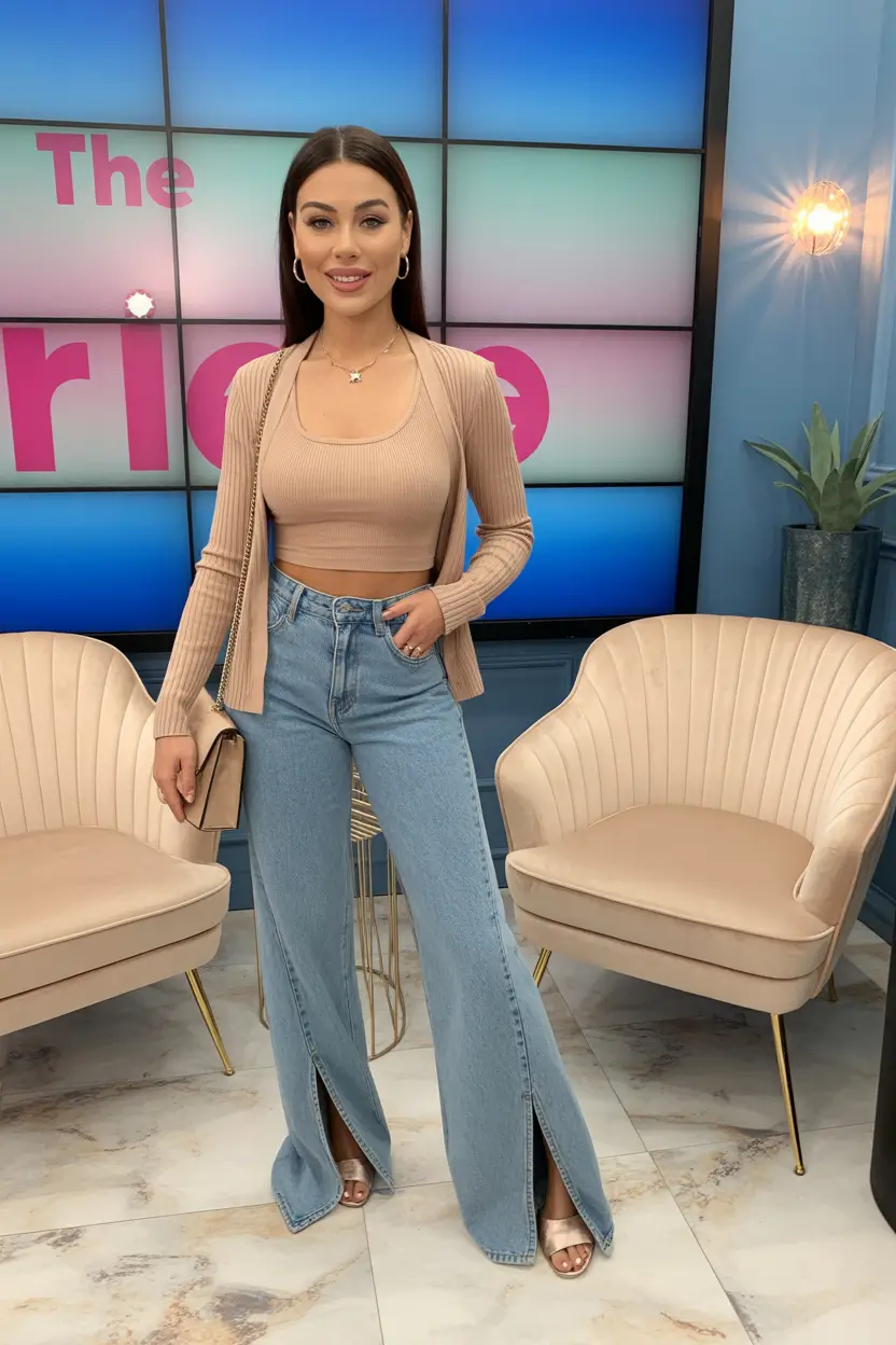 spring date night outfit dressy casual neutral jeans