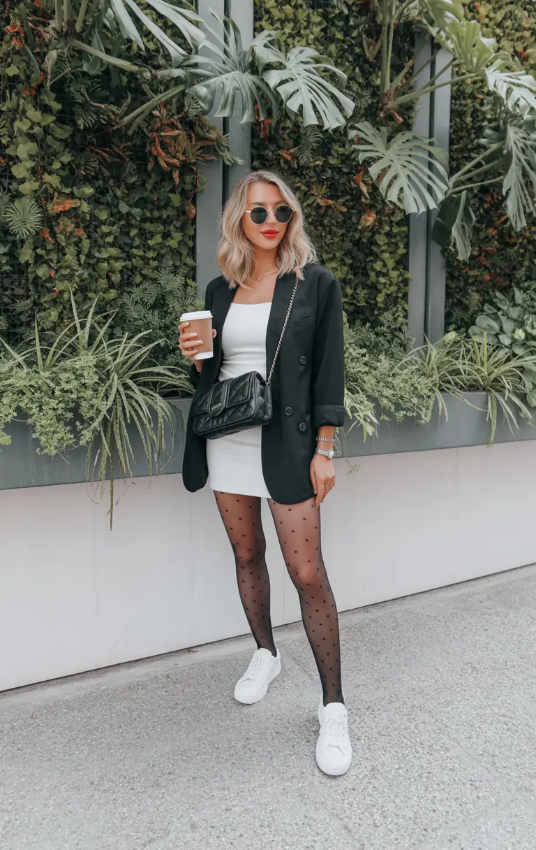 spring date night outfit dressy chic blazer dress