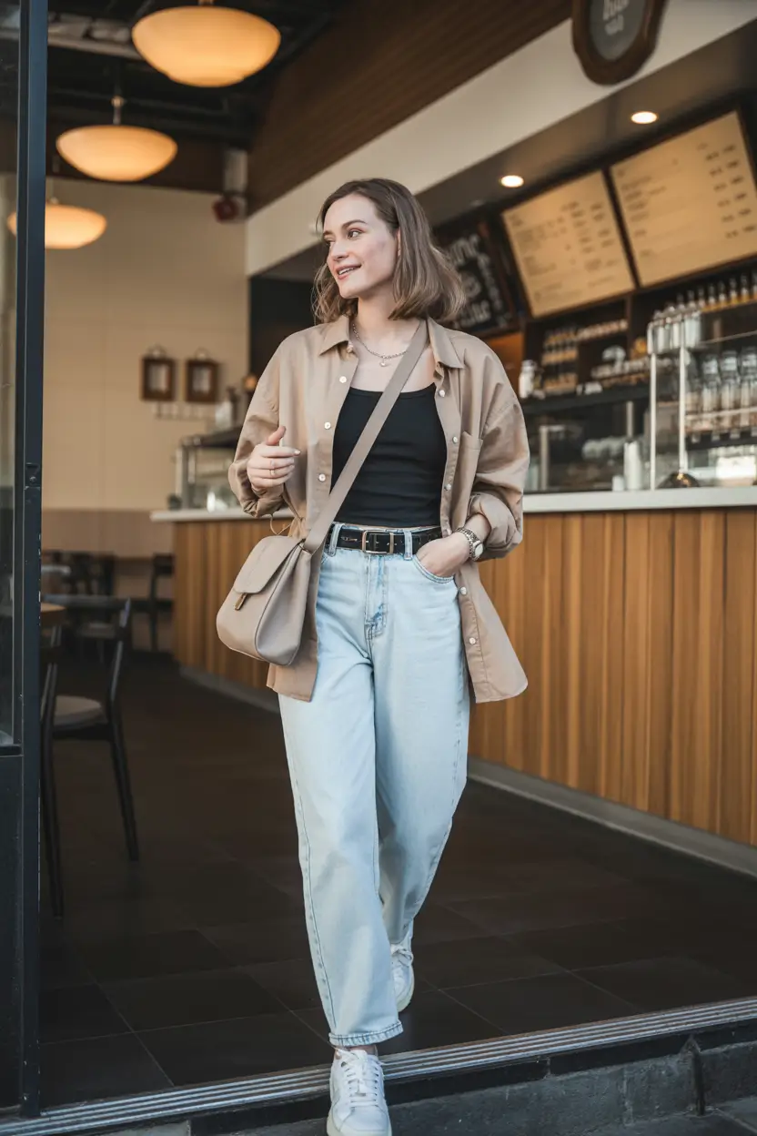 bold spring jeans outfit 2026 easy layered denim for coffee runs and casual meetings
