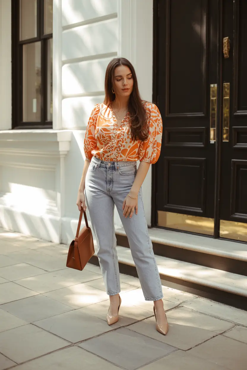 bold spring jeans outfit 2026 bold prints and denim that feel confident and seasonal