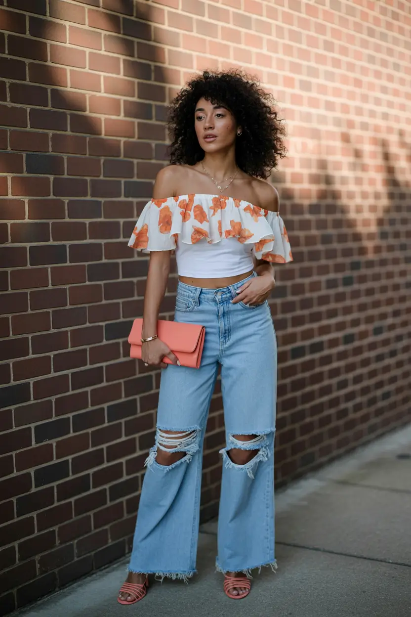 bold spring jeans outfit 2026 playful denim with feminine energy and a modern edge