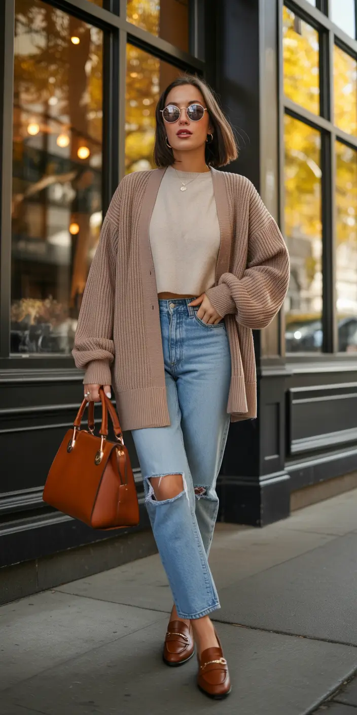 bold spring outfits 2026 trends Soft Knit Comfort With Everyday Denim Ease