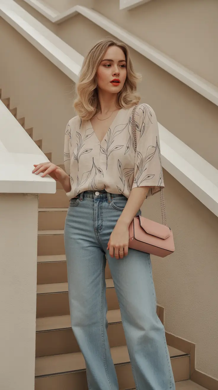 bold spring outfits 2026 trends Soft Prints and Denim for Everyday Spring Ease