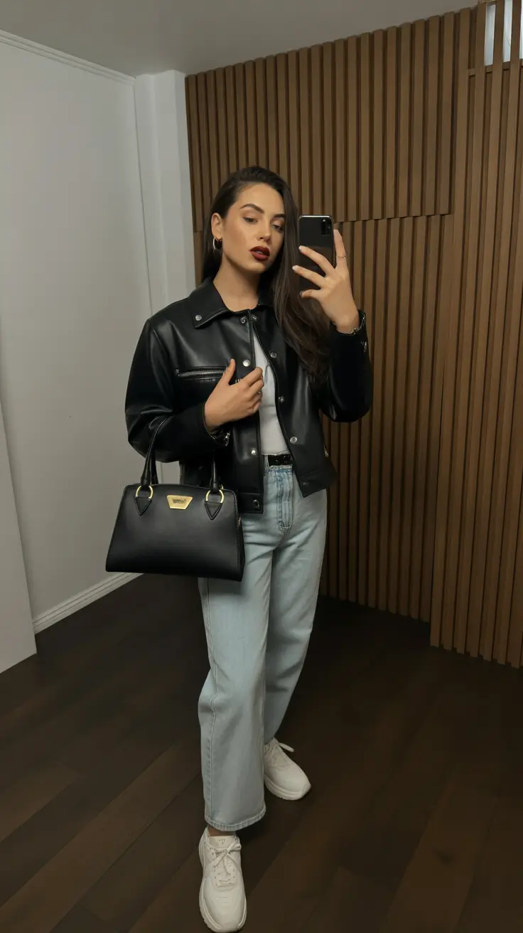 winter to spring outfits 2026 Leather Layers That Sharpen Transitional Basics