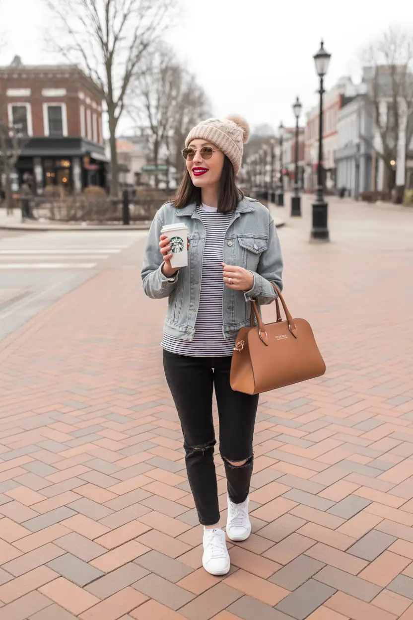 winter to spring outfits 2026 Denim Layers for Easy Transitional Confidence
