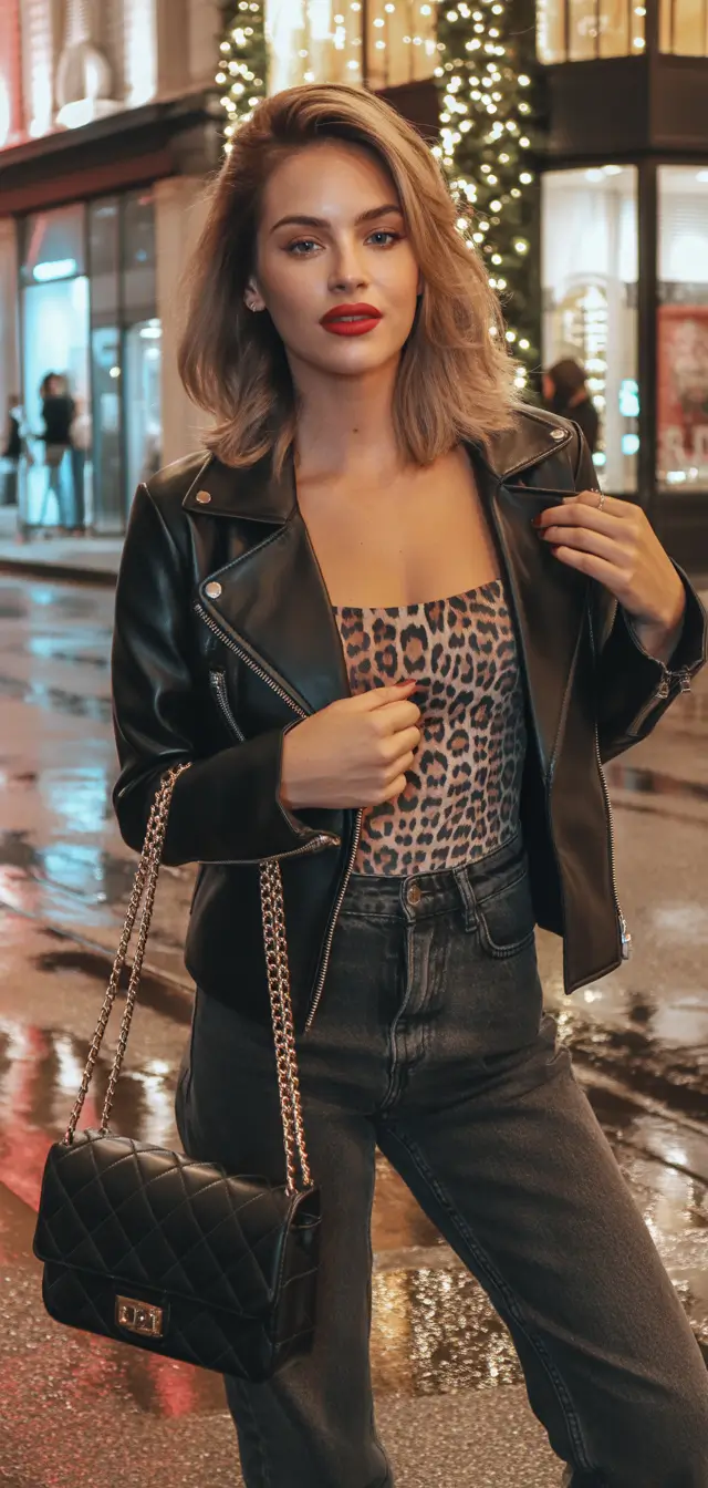 spring club outfits 2026 leather night look