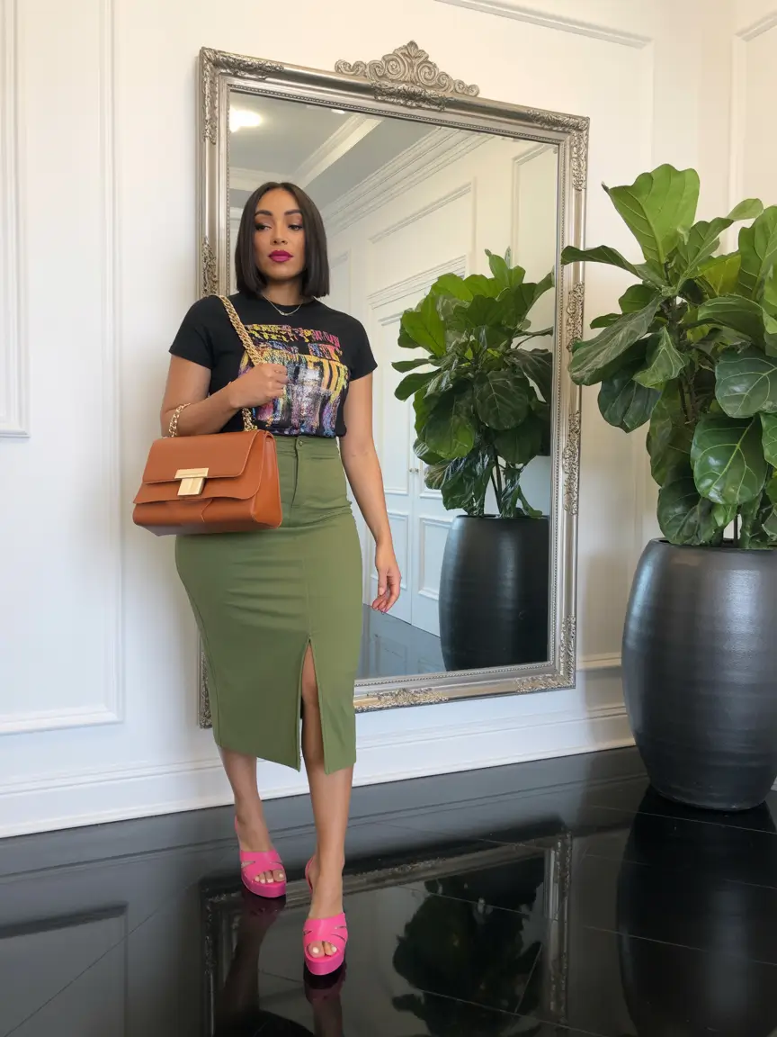 spring club outfits black women graphic tee