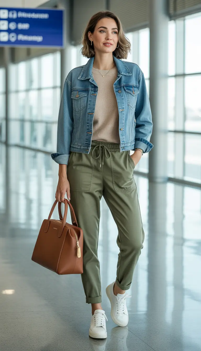comfy airport spring outfits 2026 soft utility layers