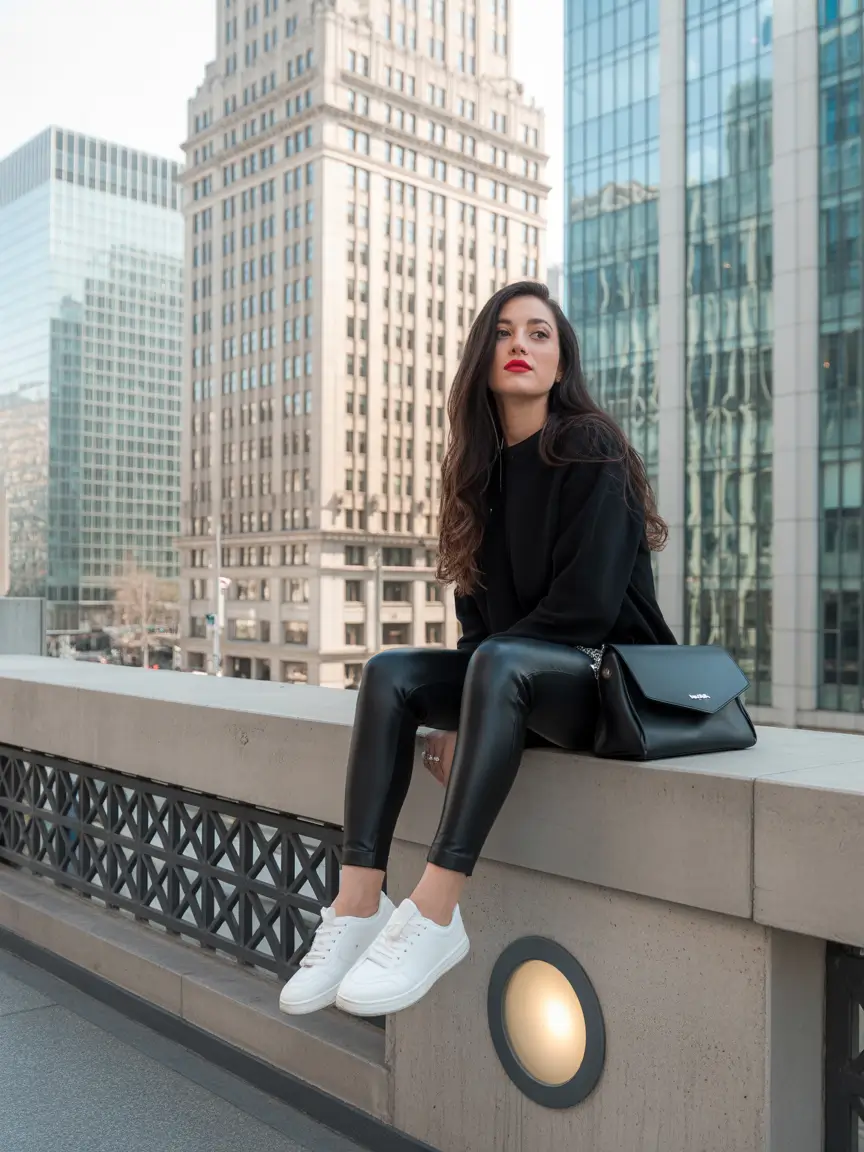 cute chicago spring outfits 2026 black minimal look