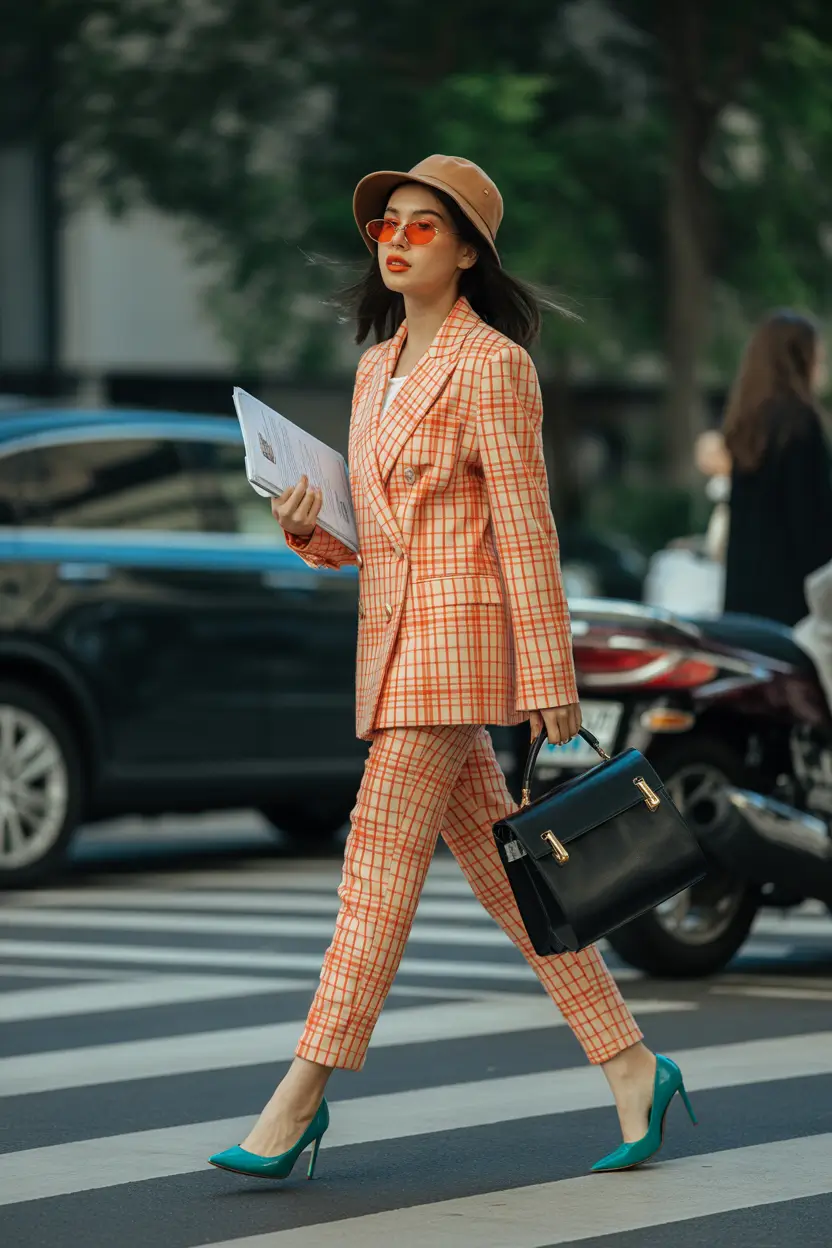 spring casual work outfits-business-casual-patterned-suit-14