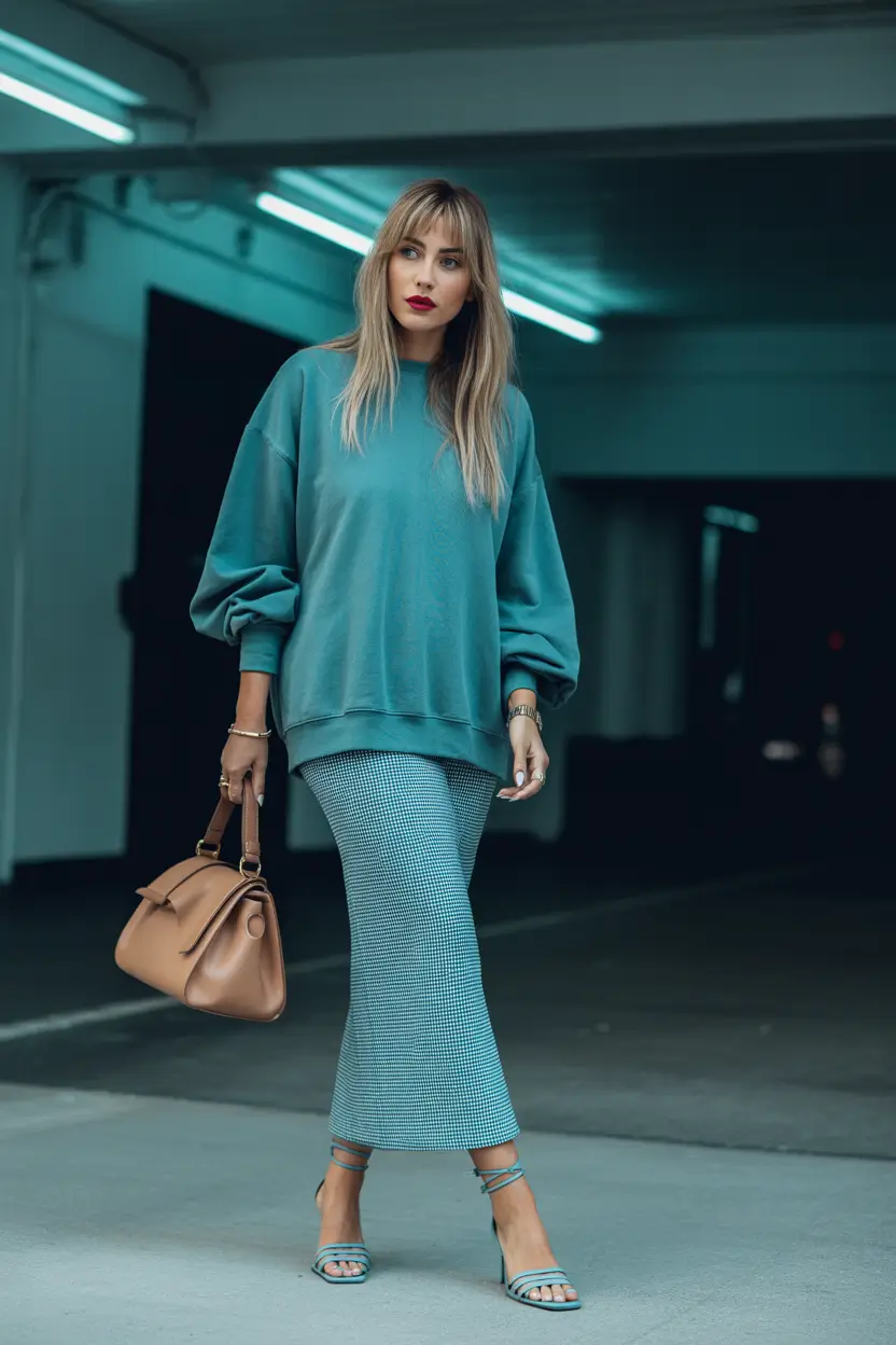 spring casual work outfits women-relaxed-top-midi-skirt-16