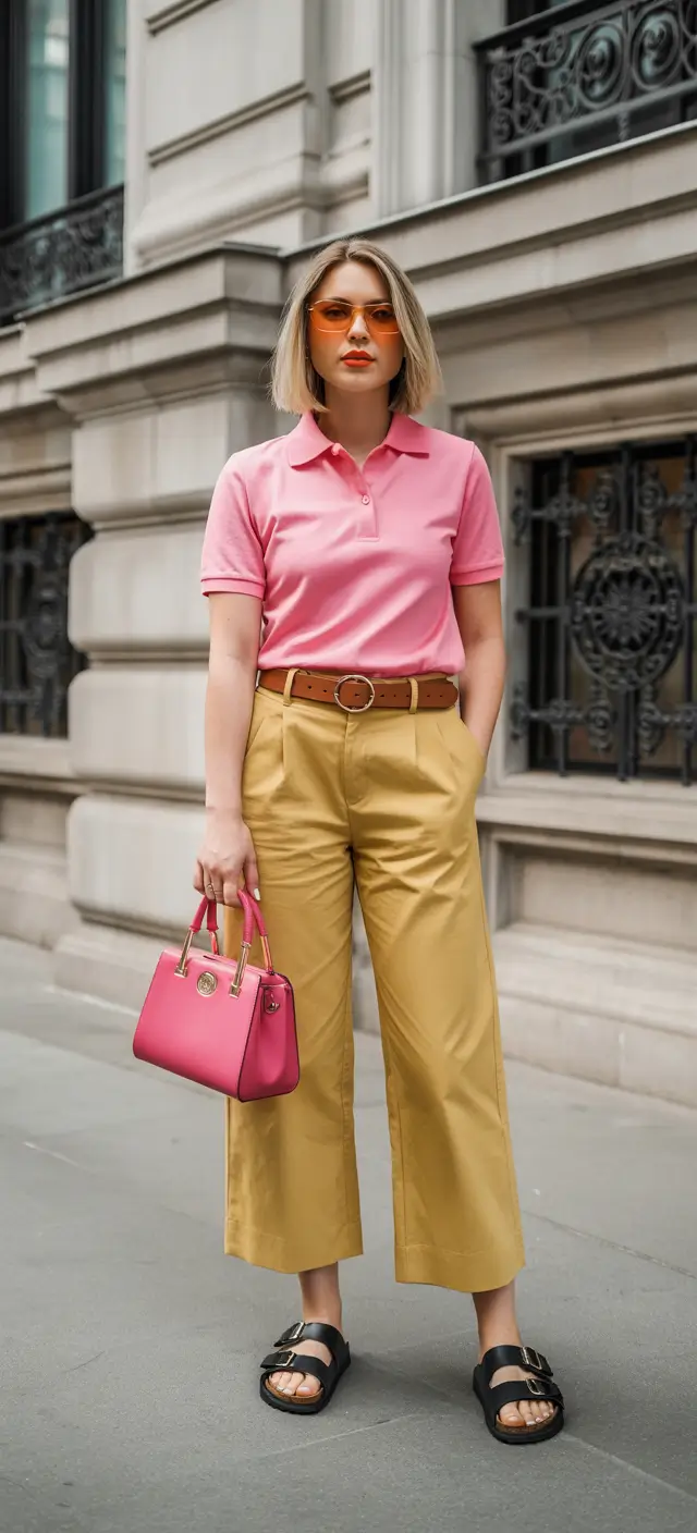 spring casual work outfits women-color-polo-trousers-17