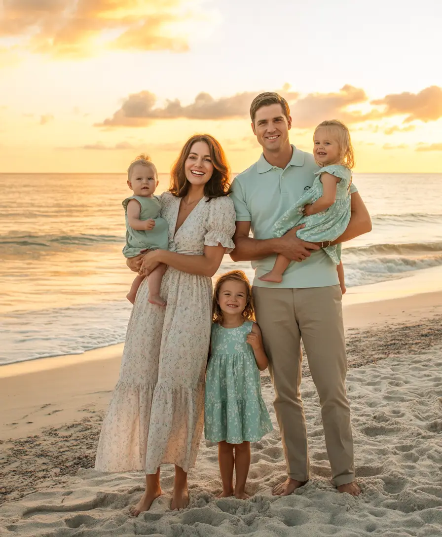 spring family pictures outfits Soft Pastels by the Shore for Warm Spring Light