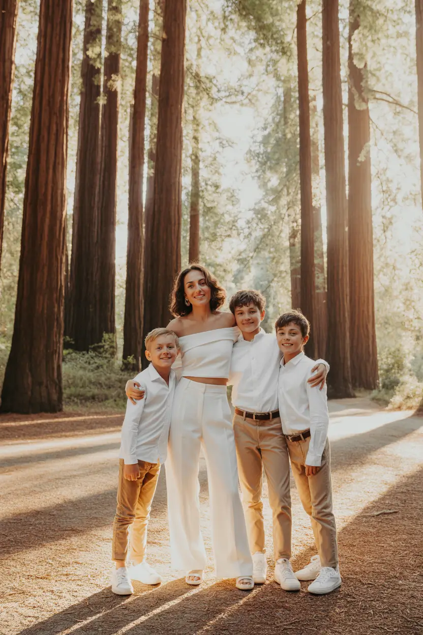 spring family pictures outfits Modern White and Tan for Elevated Forest Style