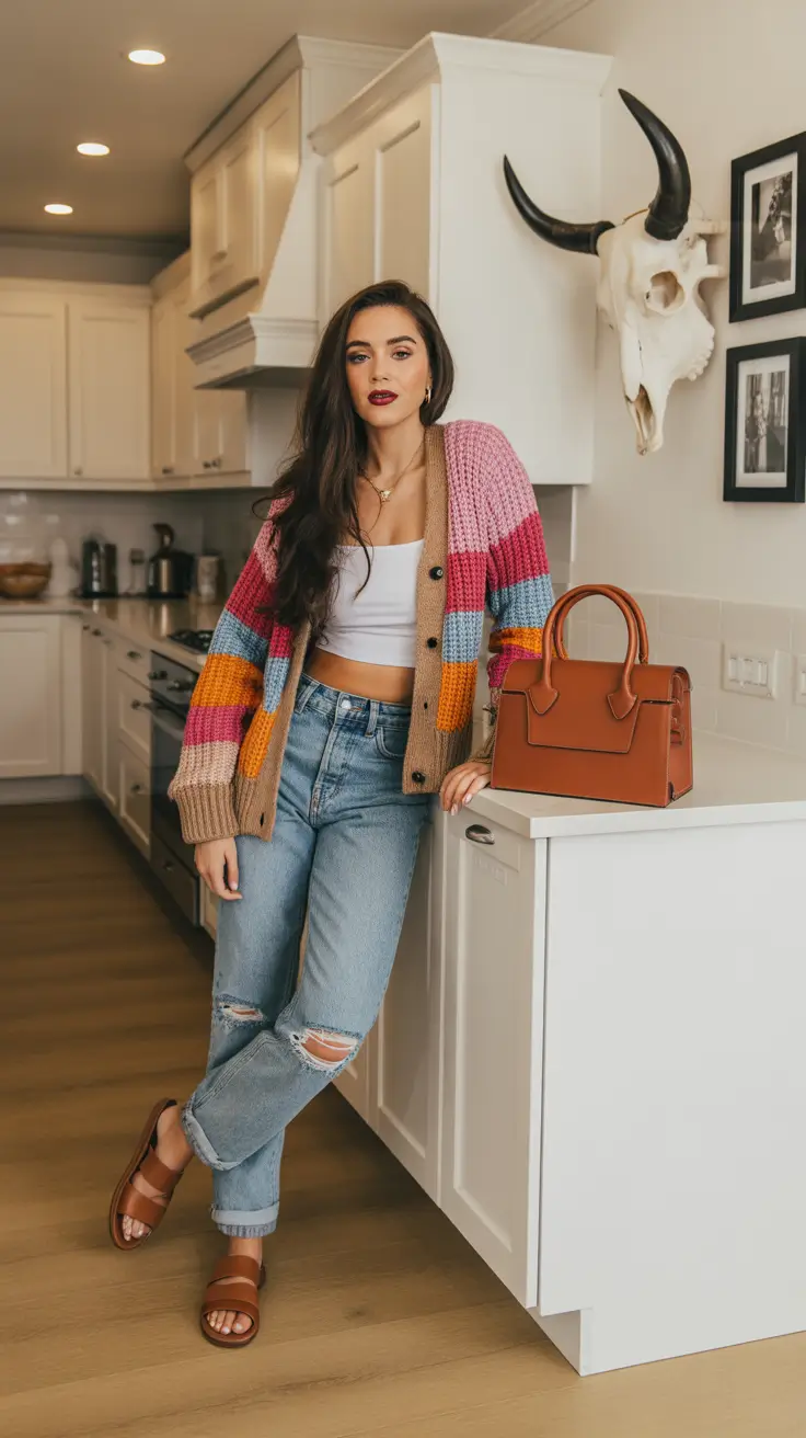 spring outfit for Tuesday colorful knit comfort