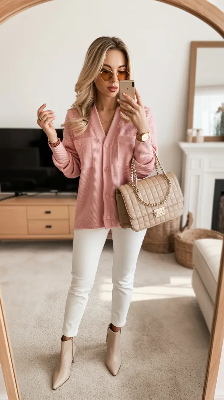 spring outfit for Tuesday soft pink tones