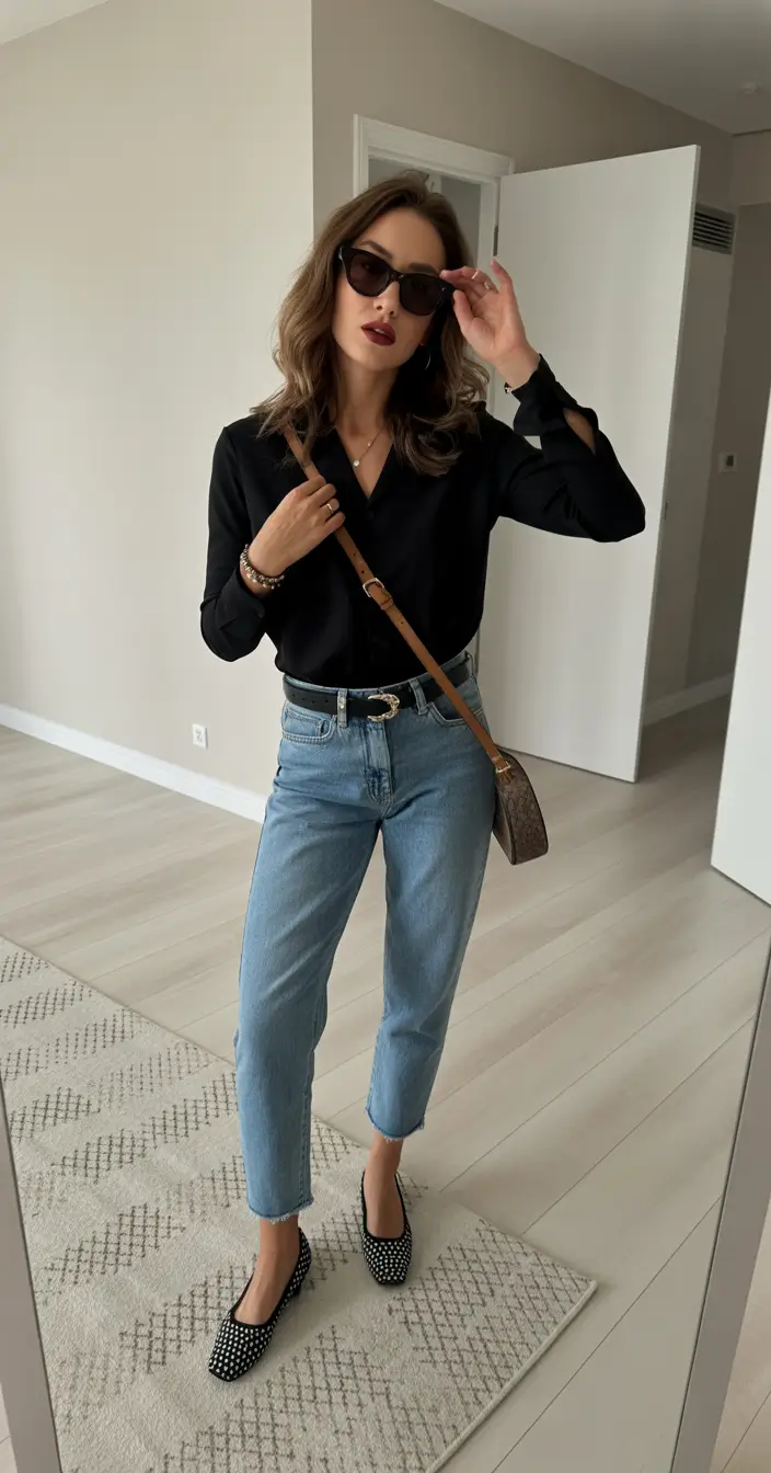 spring outfit for Tuesday sleek black simplicity