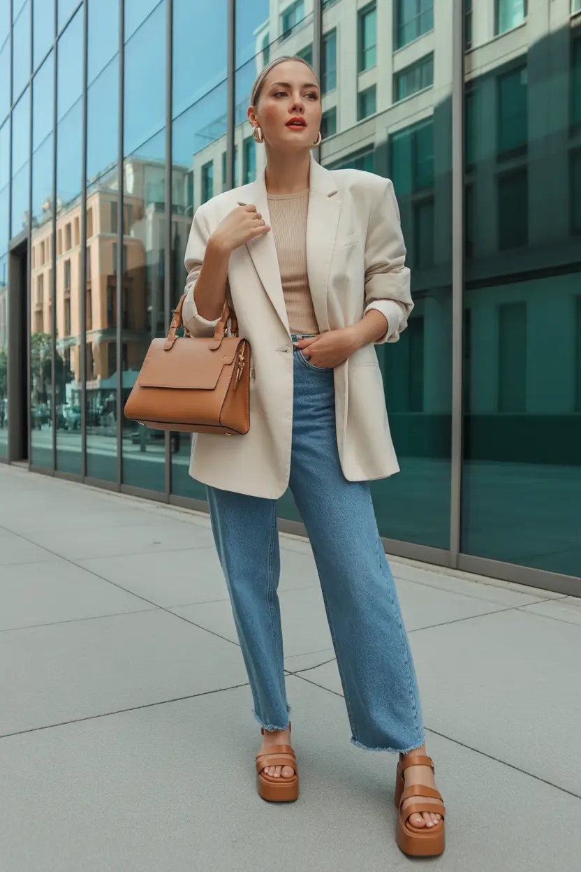 spring outfit for Tuesday Light Blazer Confidence