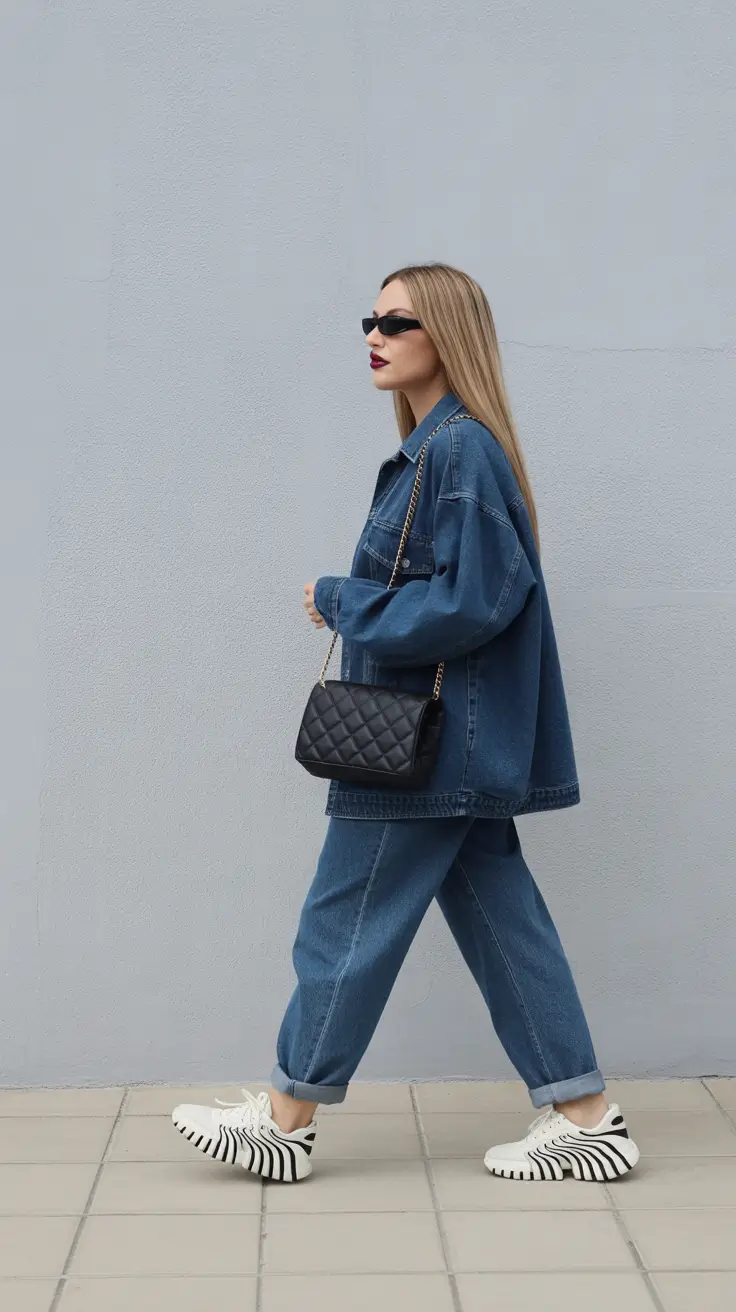 cute spring outfits street style 2026 oversized denim