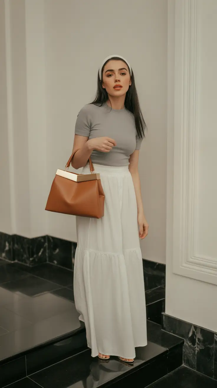 effortless spring outfits women 2026 soft skirt look