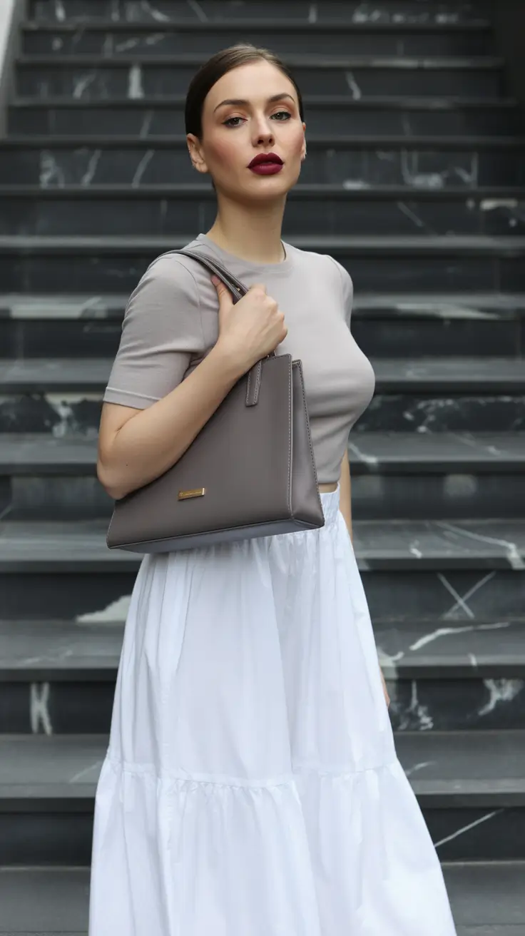 effortless spring outfits women 2026 clean neutral skirt look