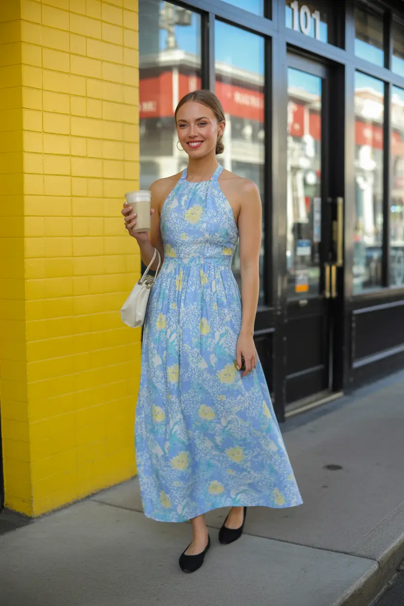 floral spring dress outfits 2026 blue yellow