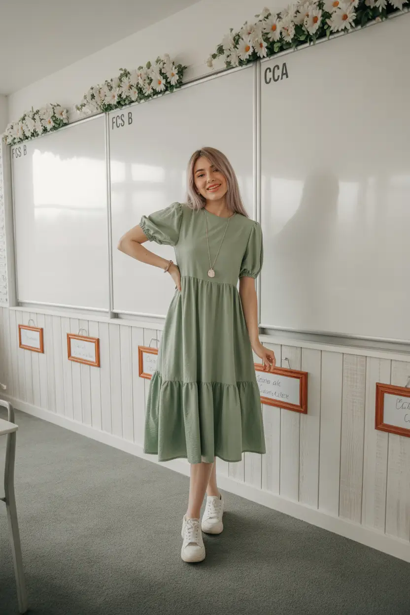 floral spring dress outfits 2026 green casual