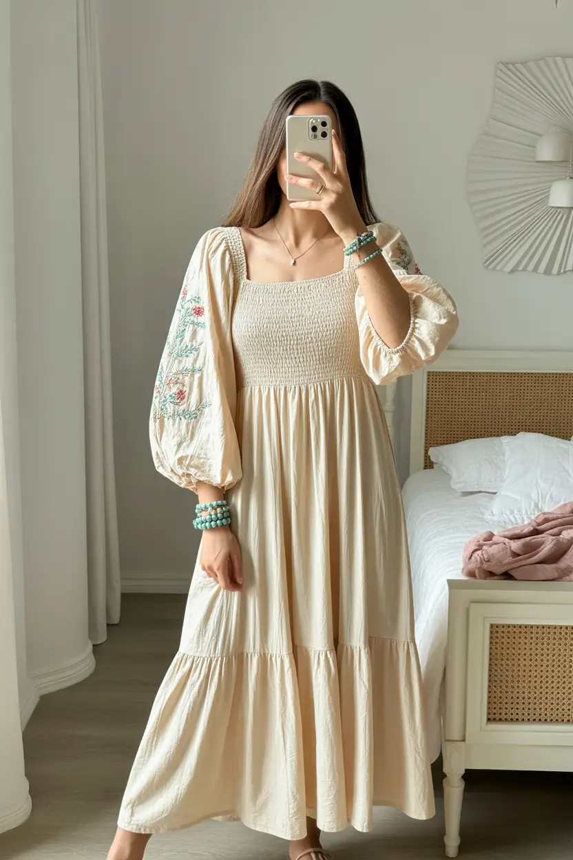 floral spring dress outfits 2026 white long